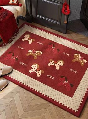 硅藻泥入户门地垫2026马年红色喜庆门口地毯高档耐脏吸水玄关脚垫