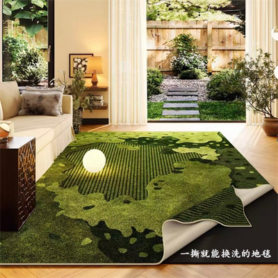 绿色苔藓地毯客厅可拆洗可拆卸双层房间地垫森系田园风花园可机洗