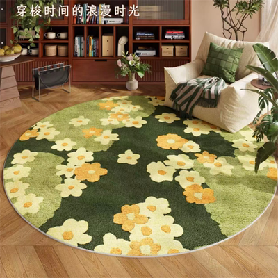 仿剑麻苔藓绿色地毯圆形卧室床边毯客厅转椅地垫梳妆台衣帽间脚垫