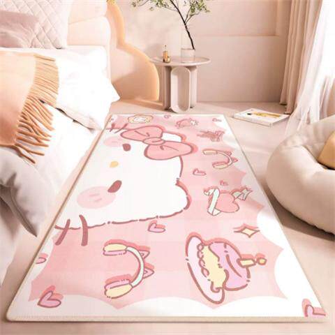 女孩床边地毯卧室家用加厚仿羊绒儿童房女孩卡通客厅主卧床下地垫