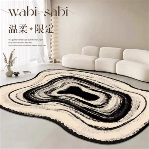 家用客厅卧室侘寂风圈绒地毯图片