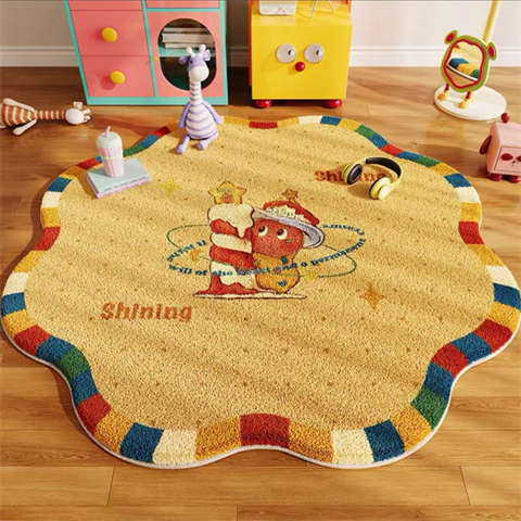卡通风仿羊绒圆形地毯卧室床边毯加厚书房椅子垫阅读区大面积地垫,居家布艺,地毯,淘宝优惠券,粉丝福利购,淘宝优惠卷