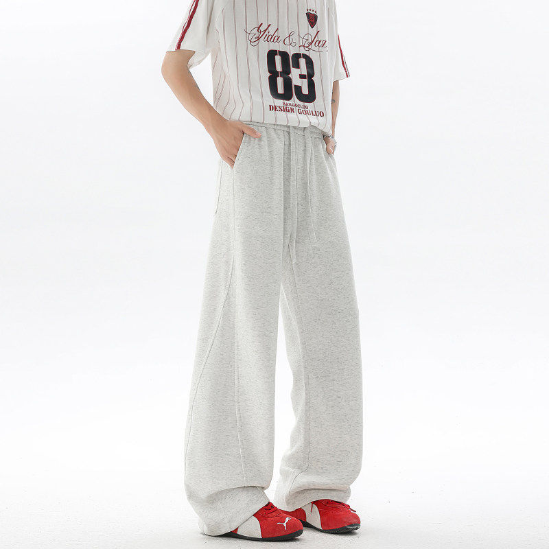 重磅弯刀卫裤男美式高街微喇休闲宽松直筒阔腿运动潮流裤子