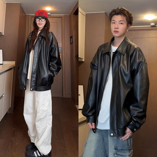 春季 防风休闲宽松痞帅夹克外套高性价比 2026皮衣情侣款