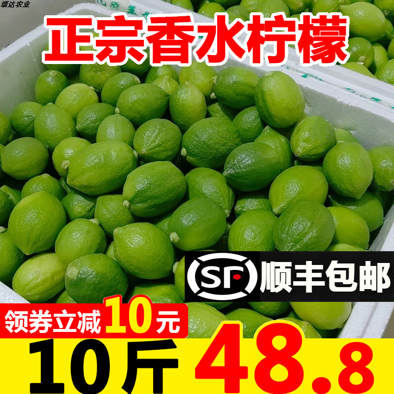 广东香水柠檬新鲜一级果应当季水果海南无籽青柠檬奶茶店专用9斤