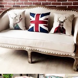 美式布艺实木欧式单双人客厅沙发小户型客厅家具民宿复古田园轻奢