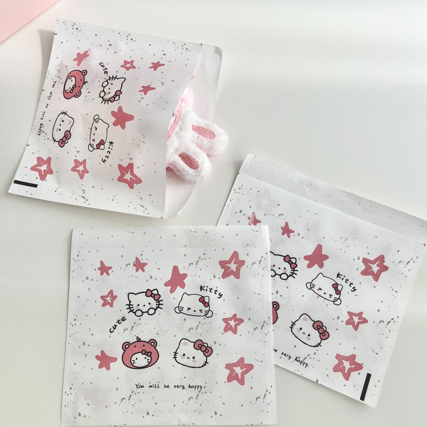 新款可爱小猫打包纸袋子礼品袋明信片小礼物牛皮纸袋女平口包装袋