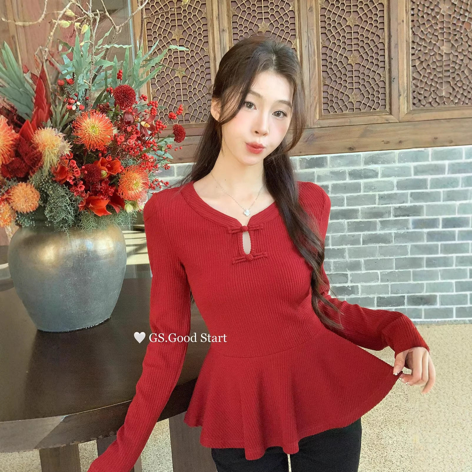 GS.GOODSTAR 早春新中式国风节日氛围感修身显瘦盘扣针织衫G6936U,女装/女士精品,毛针织衫,淘宝优惠券,粉丝福利购,淘宝优惠卷