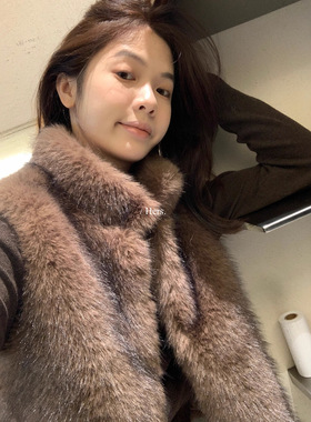 Hers一勺甜秋冬季简约气质短款毛毛马甲女小个子毛茸茸外套92519