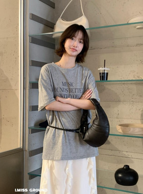 IMISS 2026早春韩系简约风通勤字母印花百搭圆领短袖T恤女R90650