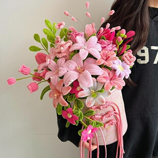 情人节手工diy扭扭棒抱抱桶玫瑰花花束材料包自制成品仿真花礼物