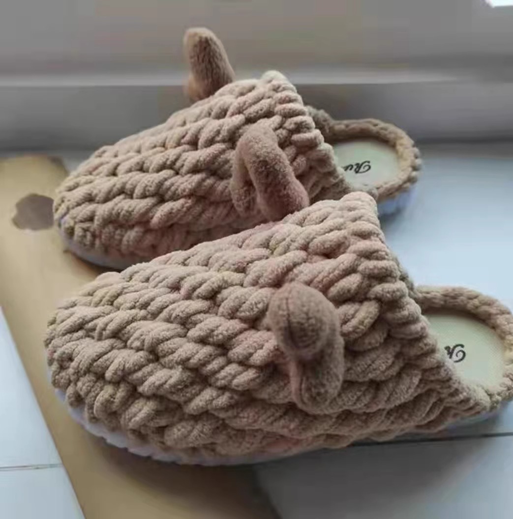 手工编织拖鞋diy材料包毛线钩织