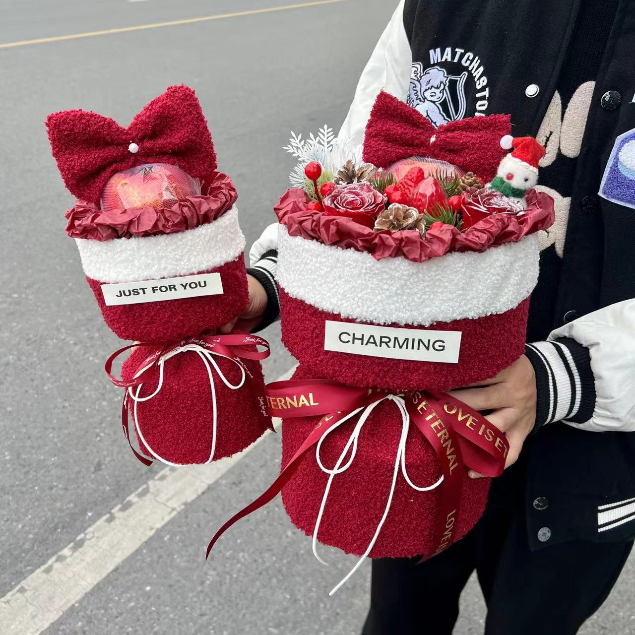 手工diy圣诞苹果花束平安夜礼物