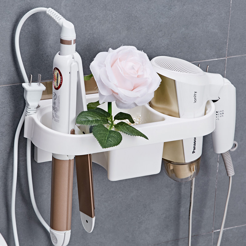 免打孔吹风机架浴室卫生间壁挂收纳架置物架多功能家用风筒架座