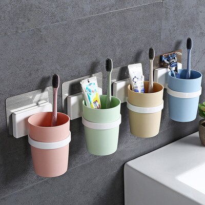浴室免钉支架刷牙杯漱口杯牙刷架