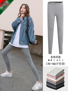 加绒加厚棉裤 2023春秋灰色纯棉打底裤 九分显瘦秋裤 夏季 女外穿薄款