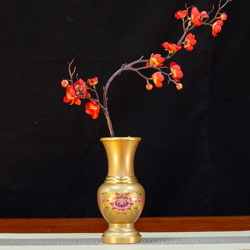 佛具用品珐琅彩莲花花瓶香炉配套