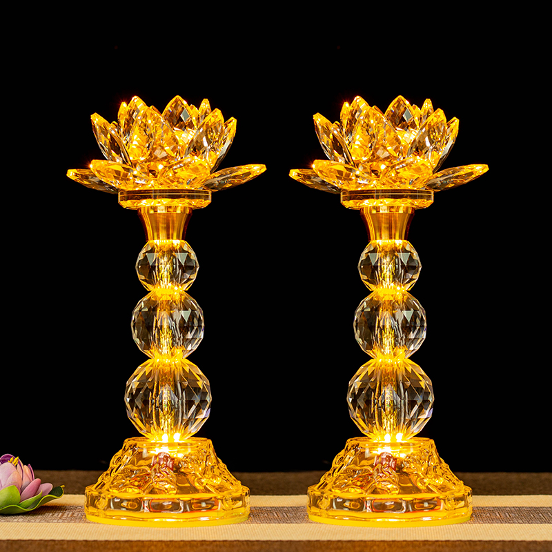 佛堂高级水晶莲花灯供灯LED佛灯