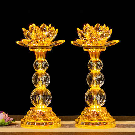 LED佛灯佛前供灯七彩水晶莲花灯长明灯家用佛台佛堂菩萨供灯插电