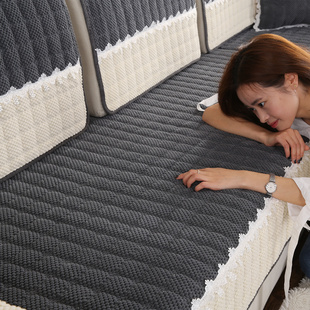 毛绒沙发垫四季通用防滑加厚坐垫冬季简约现代全包皮沙发套罩定做