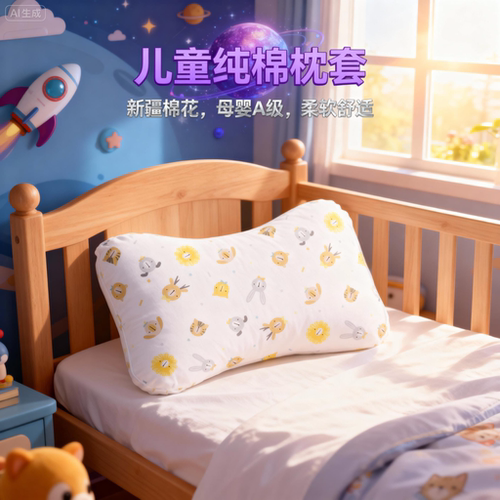 纯棉A类儿童枕套适配bebebus婴儿宝宝幼儿园全棉双面枕头套巾秋冬