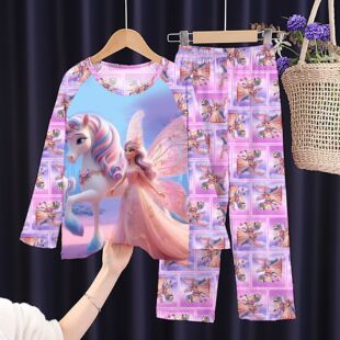 女童睡衣春秋季长袖儿童女孩家居服芭比公主2026年新款独角兽童装