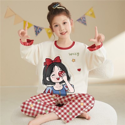 儿童白雪公主空调房睡衣春秋季宝宝夏款纯棉小女孩子中大童加大码