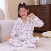 泡泡棉儿童睡衣春秋女宝宝小孩7 10岁HelloKitty衣服KT猫童装
