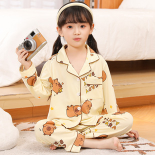 卡皮巴拉capybara儿童睡衣女童女孩女宝开衫中大童春秋夏可爱超萌