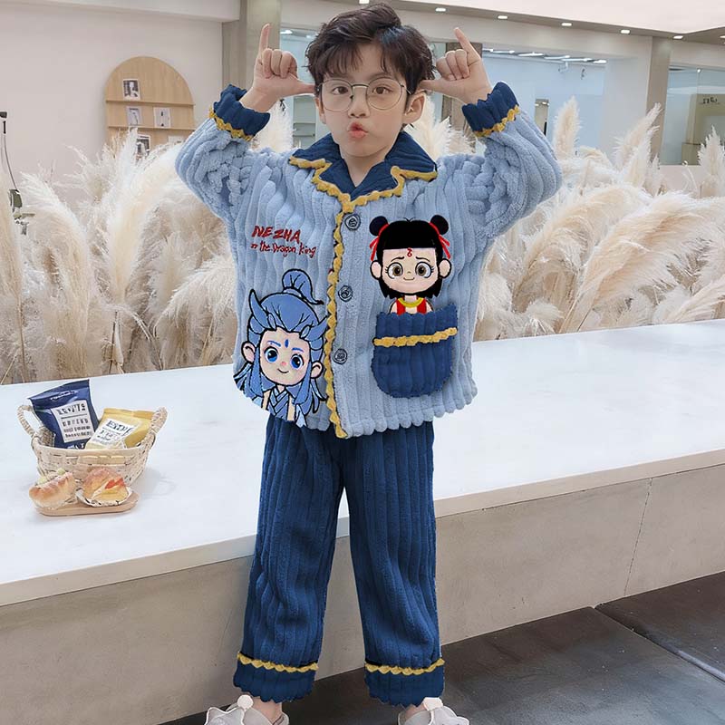 睡衣睡裤冬季加绒款4男孩6男童8哪吒敖丙3-5-7-9岁中大童12两件套
