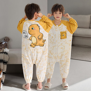 奶龙可爱男童男生男宝男孩子纯棉连体睡衣中大童睡袋儿童装春秋款