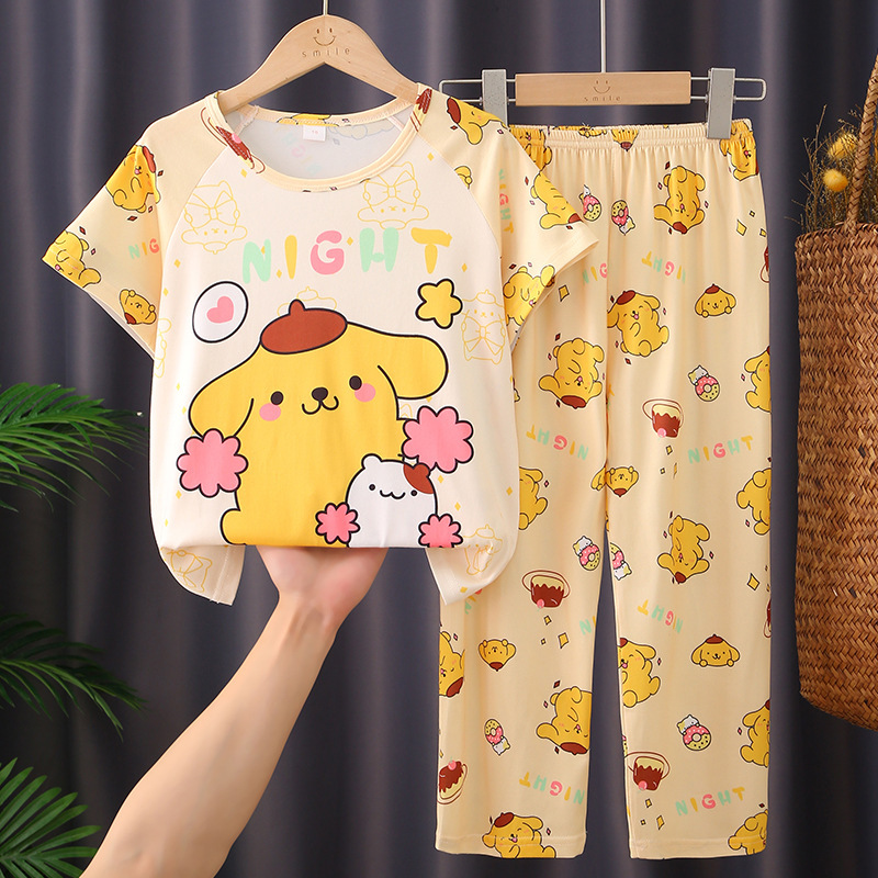 儿童睡衣短袖睡裤长裤透气薄夏装吸汗春秋款小女孩子三丽鸥布丁狗