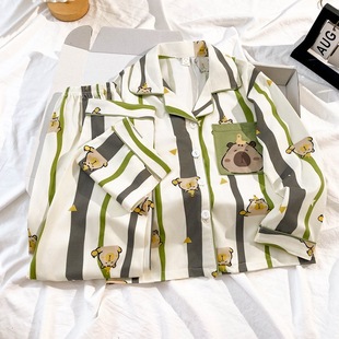 卡皮巴拉儿童睡衣春秋男孩子女宝宝小童中大童capybara家居服套装