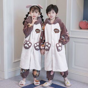 睡衣睡袍冬季加厚加绒4女孩6女童8jerry杰瑞鼠3-5-7-9-11岁中大童