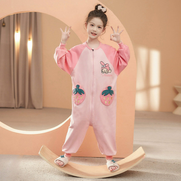 美乐蒂儿童防踢被睡衣春秋季4女宝6连体衣3女童5-7-9岁女孩10纯棉