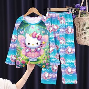 HelloKitty家居服春秋季长袖长裤睡衣睡裤套装女童儿童女孩凯蒂猫