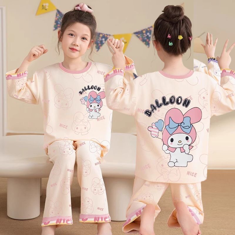 美乐蒂儿童睡衣套头衣服女童长袖长裤套装秋季秋天秋款秋装两件套