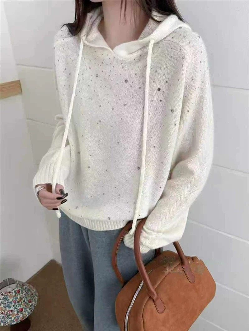 网红新款2025连帽女毛针织衫休闲时尚百搭针织上衣秋冬3587