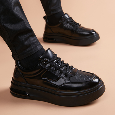 2025新款牛皮时尚潮流百搭爆款休闲厚底增高英伦风潮流男士皮鞋子