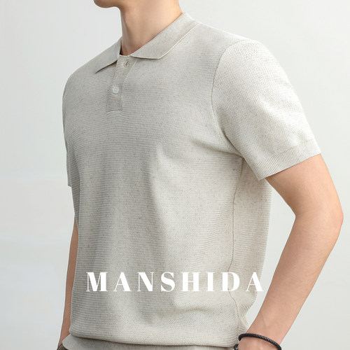 MSD老钱风天丝亚麻男短袖POLO衫