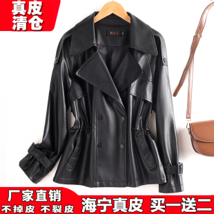 收腰绵羊皮夹克气质显瘦机车外套 韩版 2025新款 海宁真皮皮衣女短款