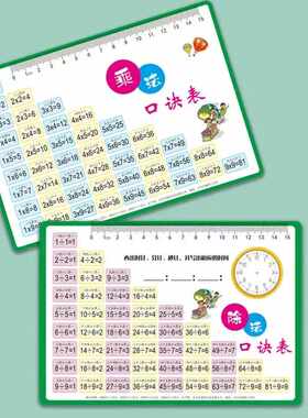 除法数学二年级口算卡随身教具