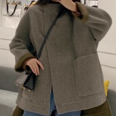 高端短款 徐大可家2022秋冬新款 韩版 双面零羊绒大衣圆领妮子外套女