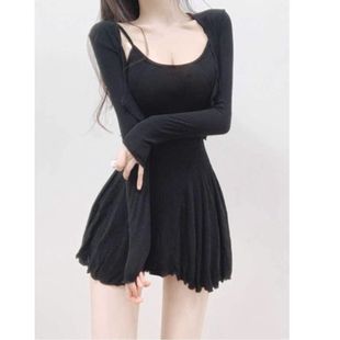 春夏女装 潮 纯欲性感紧身包臀裙两件套御姐气质夜场吊带连衣裙套装