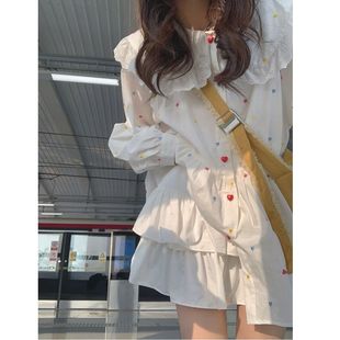 显瘦短裙裙子女 减龄印花长袖 甜美娃娃连衣裙可爱设计宽松夏季 新款