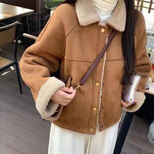 2025新款皮毛一体羊羔毛棉服外套女加绒加厚超好看高级感夹克上衣