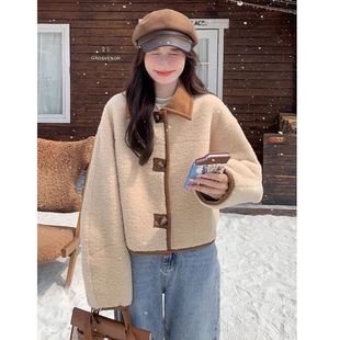 双面穿皮毛一体外套女冬季 2025加厚保暖羊羔毛麂皮绒夹克上衣 短款