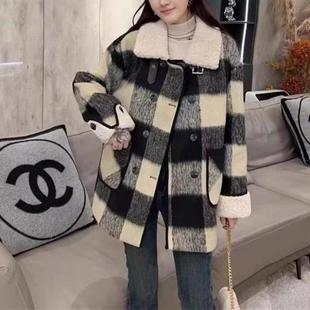 秋冬2025新款 韩系宽松超好看格子外套女今年流行复古高级感呢大衣