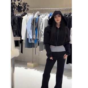 显瘦百搭连帽卫衣微喇长裤 简约运动套装 时尚 韩版 两件套女 女秋季