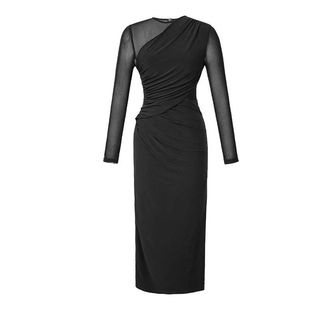 法式 复古女装 性感网纱显瘦包臀连衣裙内搭打底裙潮 新款 2025秋冬装